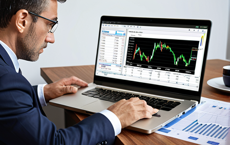 **

A value investor carefully analyzing company financials (statements) and using a laptop with stock charts on the screen. The scene should depict a serious and focused individual in a modern office setting, highlighting the research and analytical aspect of value investing.  Focus on conveying intelligence and diligence.

**