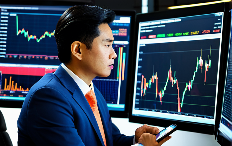 A professional Malaysian investor, male or female, in a modest business suit, thoughtfully analyzing a long-term stock chart on a digital tablet. Beside them, a juxtaposed image of a fast-paced, high-frequency trader quickly executing trades on multiple monitors. The investor's side shows a calm, strategic atmosphere, while the trader's side conveys rapid decision-making, both in a modern, well-lit office setting.
    *   `fully clothed, appropriate attire, professional dress, safe for work, perfect anatomy, correct proportions, well-formed hands, proper finger count, natural body proportions, professional, family-friendly, high quality, studio lighting`